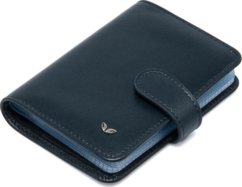 Tergan Navy Blue Leather Credit Card Holder 01210H86