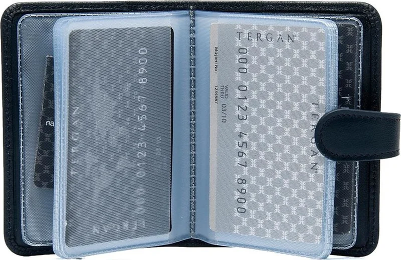 Tergan Navy Blue Leather Credit Card Holder 01210H86