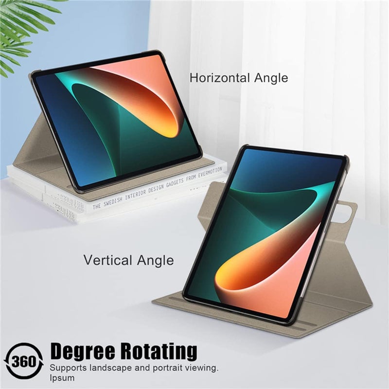 KASTWAVE Case For Xiaomi Mi Pad 5 Case, For Mi Pad 5 Pro Case, Elastic Strap Pen Holder Stand Auto Sleep & Wake Up Function Cover，Pu Leather Tablet Cases For Xiaomi Mi Pad 5 Pro Case-Gray - Image 3