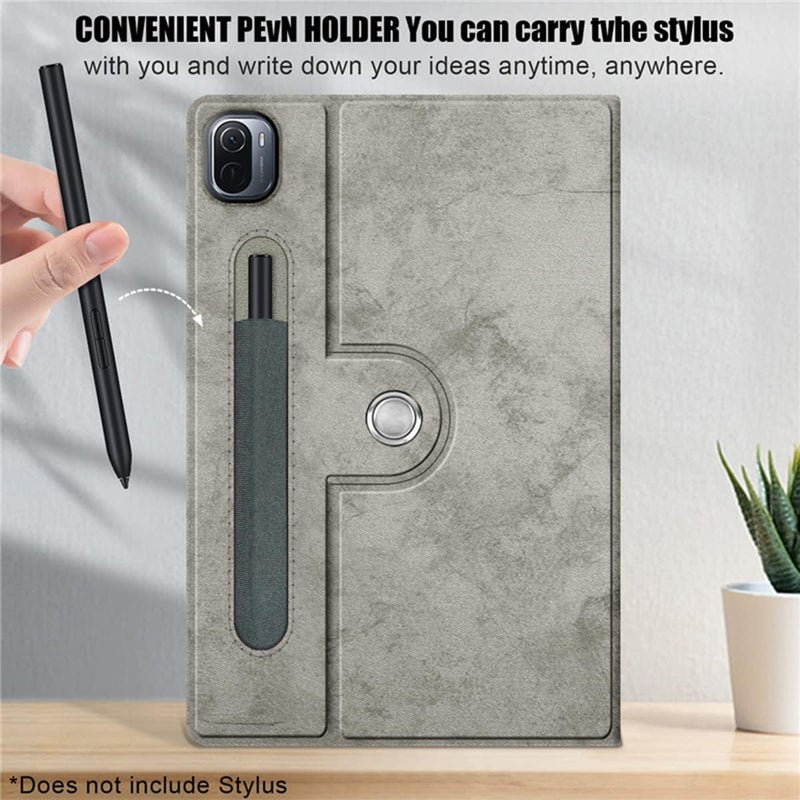 KASTWAVE Case For Xiaomi Mi Pad 5 Case, For Mi Pad 5 Pro Case, Elastic Strap Pen Holder Stand Auto Sleep & Wake Up Function Cover，Pu Leather Tablet Cases For Xiaomi Mi Pad 5 Pro Case-Gray - Image 2