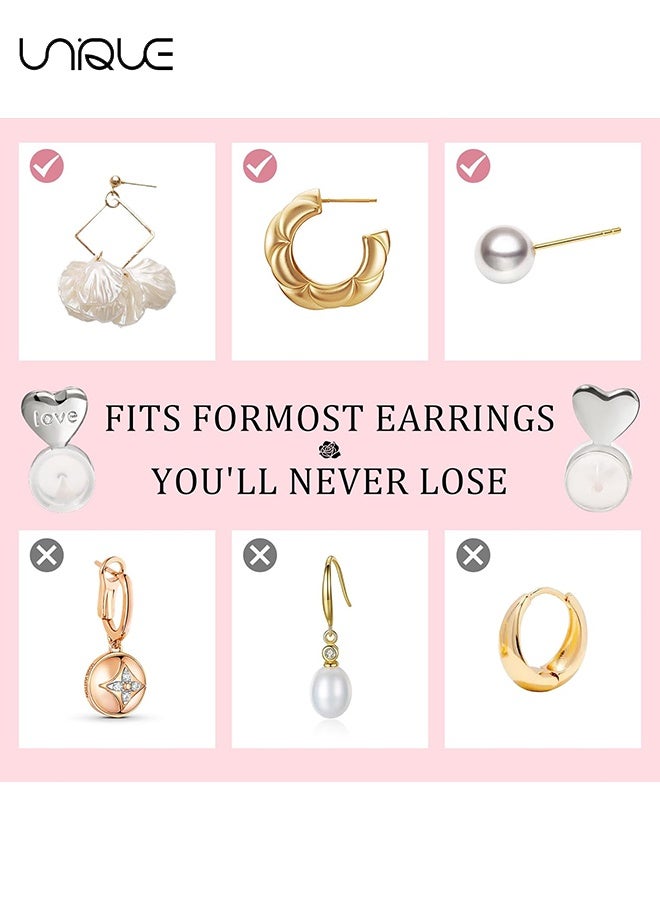 يونيك 6 قطع من دعامات الأقراط الفضية للأقراط الثقيلة للنساء، دعم للأذن للأقراط الثقيلة - سدادات خلفية للأقراط مع علبة - داعم ووقف للأقراط للارتداء المريح - Image 4