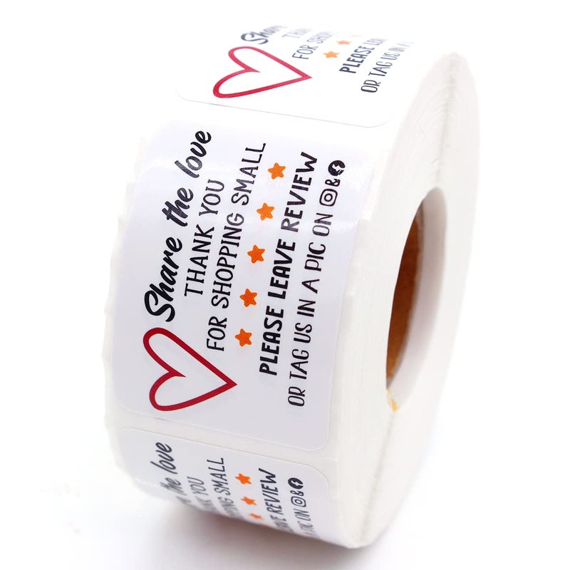 Littlefa Share The Love Please Leave Review StickersCute Review StickerThank You for Supporting My Small Business Stickers for Small Business Mail Package Packing 500 PC