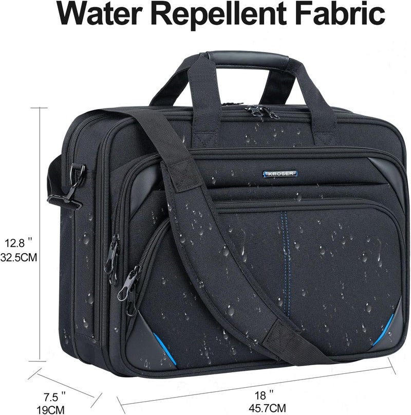 KROSER Laptop Bag 17.3 Inch Premium Laptop Briefcase, Expandable Laptop Shoulder Messenger Bag Durable Computer Case - Image 3
