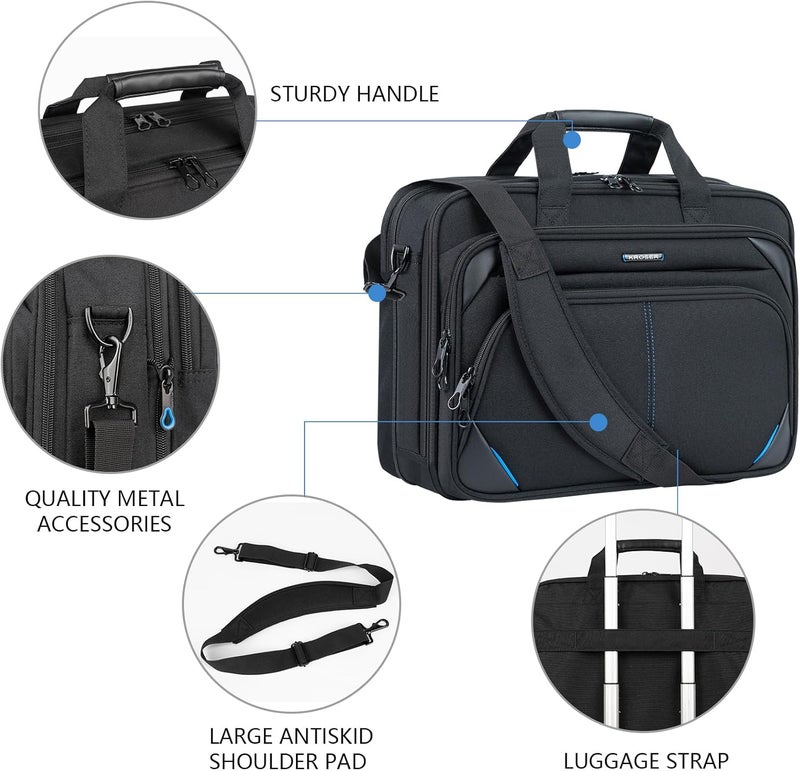 KROSER Laptop Bag 17.3 Inch Premium Laptop Briefcase, Expandable Laptop Shoulder Messenger Bag Durable Computer Case - Image 4
