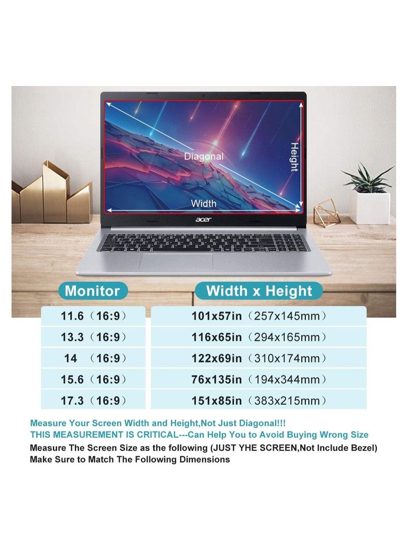 14 inch Anti-Glare Blue Light Blocking Screen Protector Panel for 16:9 Widescreen Computer Monitor and Laptop - LED PC Anti-UV Eye Protection Filter Film - Anti-Scratch Diagonal Frame Shield - Image 2