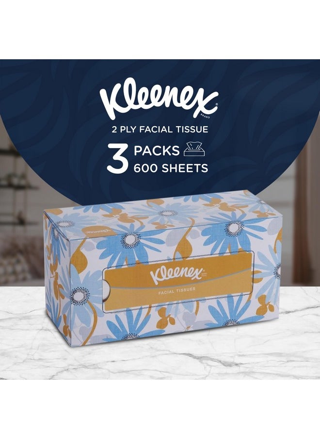 Kleenex 60038 2 Ply Facial Tissue Flat Box, 200 Pulls, Pack Of 3 (Total 600 Sheets)  - Image 2