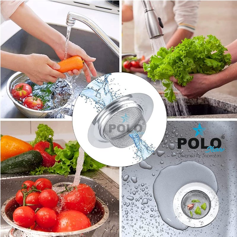 POLOSTAR Stainless Steel Sink Strainer (Pack of 2) - 4 Inch Kitchen Drain Basket Filter | Rust-Proof SS Sink Jali for Basin, Bathroom & Wash Area (11 cm) - Image 3