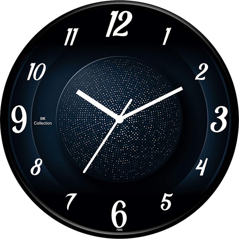 IIK COLLECTION 12-inch Designer Plastic Analogue Round WallClock for Home, Kitchen, Living Room, Bedroom, Office (30 cm x 30 cm x 6 cm) - Image 1