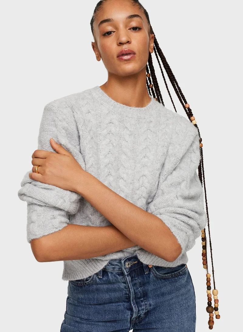 MANGO Crew Neck Knitted Sweater