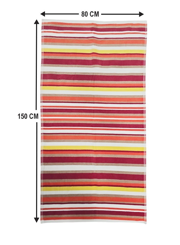 Kassino Premium Striped Large Beach Towels (80 x 150 cm) - 100% Cotton, Soft & Quick-Dry, Double Stitched for Durability, Perfect towels for Beach, Pool, and Travel (2PCS) (2, Orange Stripes) - Image 3