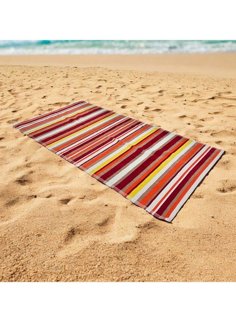 Kassino Premium Striped Large Beach Towels (80 x 150 cm) - 100% Cotton, Soft & Quick-Dry, Double Stitched for Durability, Perfect towels for Beach, Pool, and Travel (2PCS) (2, Orange Stripes) - Image 4
