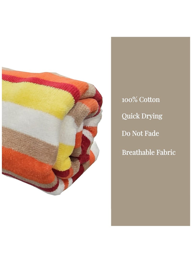 Kassino Premium Striped Large Beach Towels (80 x 150 cm) - 100% Cotton, Soft & Quick-Dry, Double Stitched for Durability, Perfect towels for Beach, Pool, and Travel (2PCS) (2, Orange Stripes) - Image 5