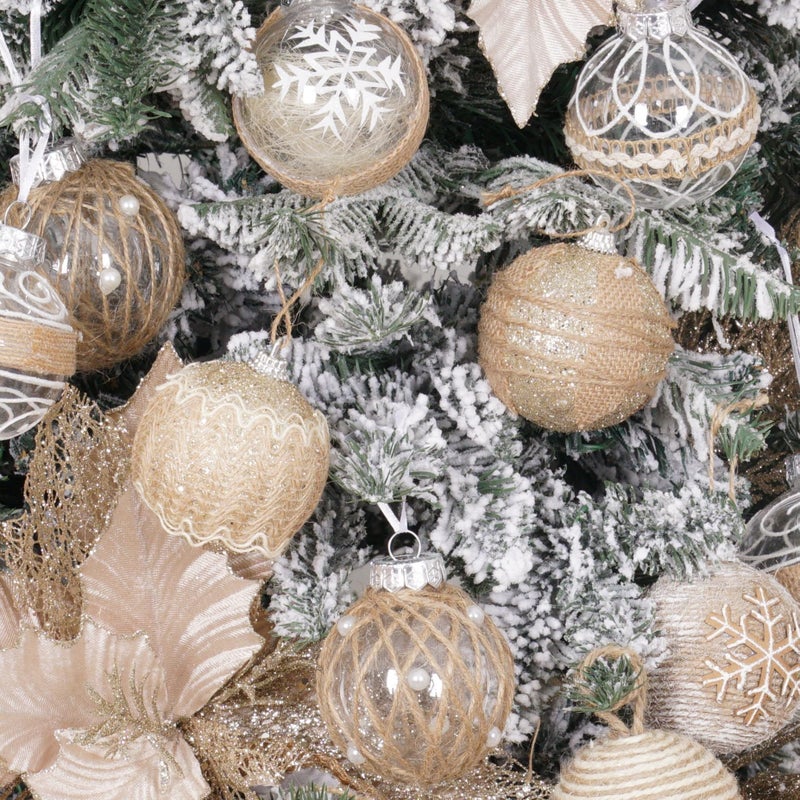 Xmasexp Farmhouse Christmas Ball Ornaments Set-70Mm/2.76"" Shatterproof Rustic Xmas Tree Hanging Decoration (12 Counts Beige & Champagne) - Image 4
