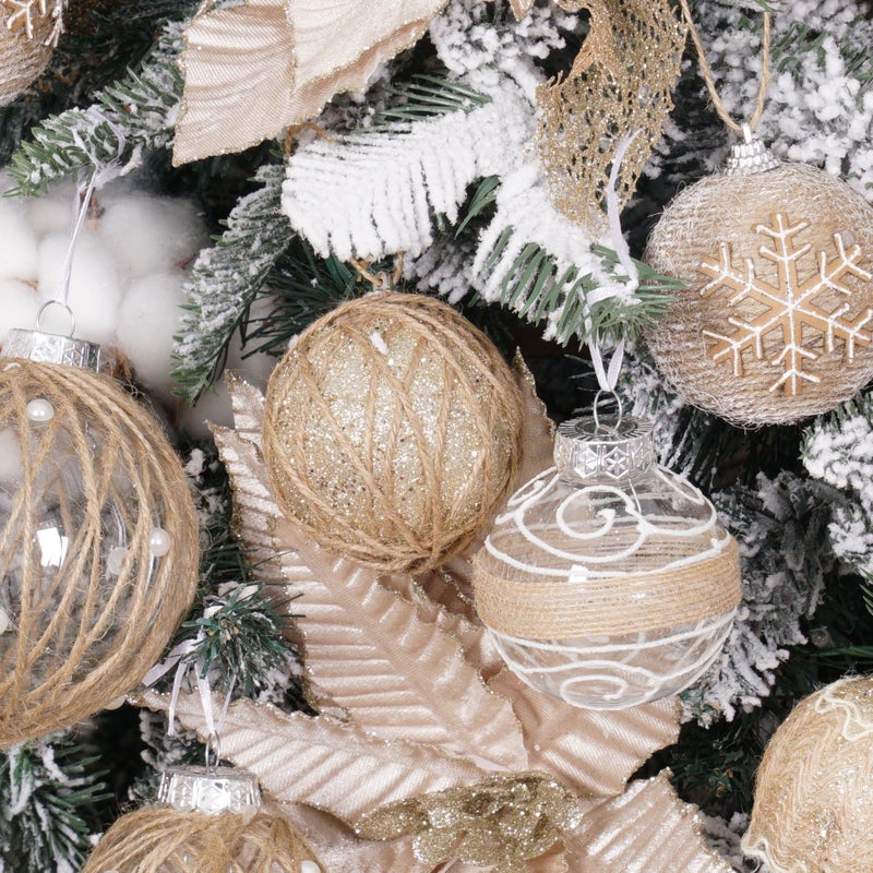 Xmasexp Farmhouse Christmas Ball Ornaments Set-70Mm/2.76"" Shatterproof Rustic Xmas Tree Hanging Decoration (12 Counts Beige & Champagne) - Image 5