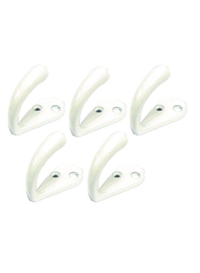 ROBUSTLINE Multipurpose Wall Mounted Single Coat Hooks For Clothes Coats Hats Belts Towels 5 White 