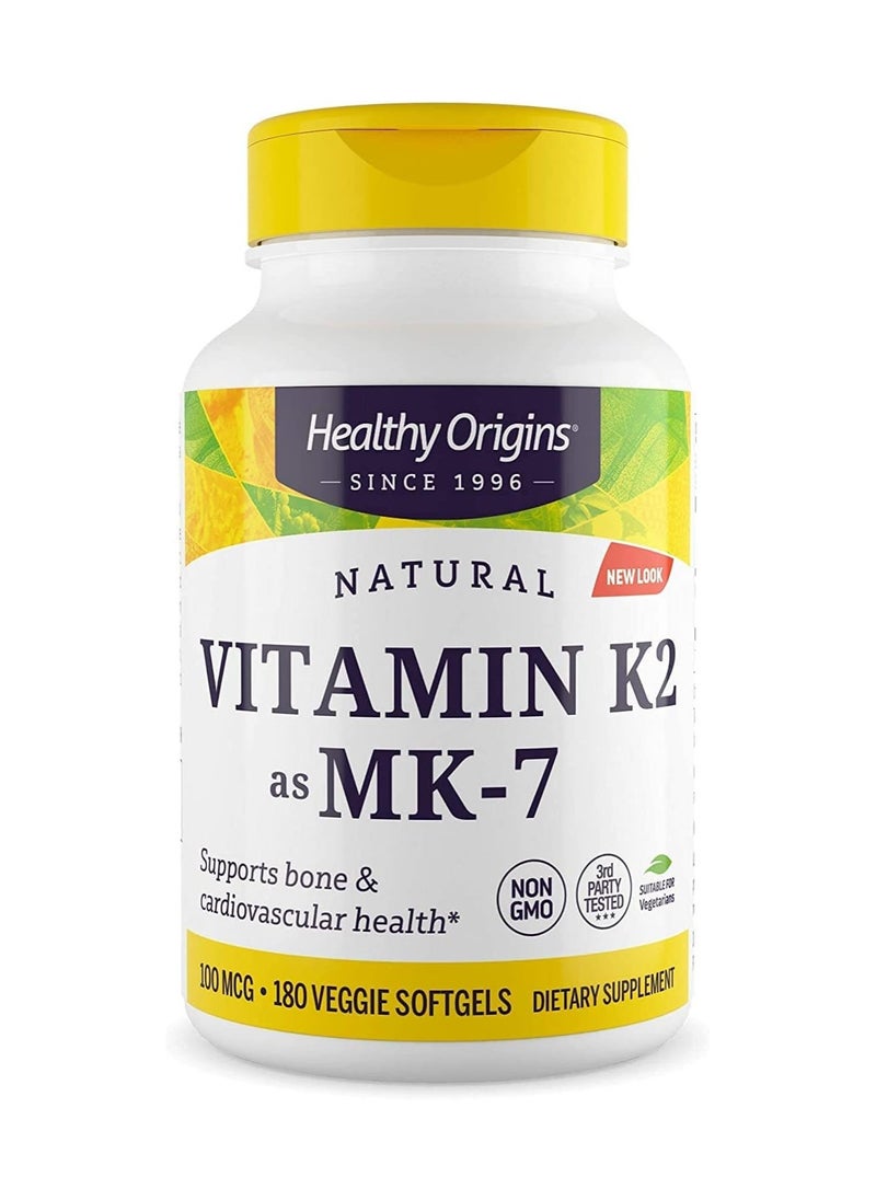 Healthy Origins - Vitamin K2 as MK-7, 100 mcg (Non Gmo)  Supports bone health and cardiovascular health - Dietary Supplement - 180 Veggie Softgels - Image 1
