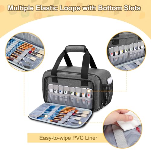GRAOSO Case Organizer for up to 216 Markers, Large Bag With Carrying Handle, Holder (Length up to 5.1"), Aluminum Foil Liner Easy Cleaning, Patented Design (Grey) - Image 3