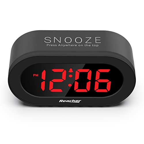REACHER Small LED Digital Alarm Clock with Simple Operation, Full Range Brightness Dimmer, USB Phone Charger Port, Easy Snooze, Adjustable Alarm Volume, Outlet Powered for Bedrooms Bedside(Black) - Image 2
