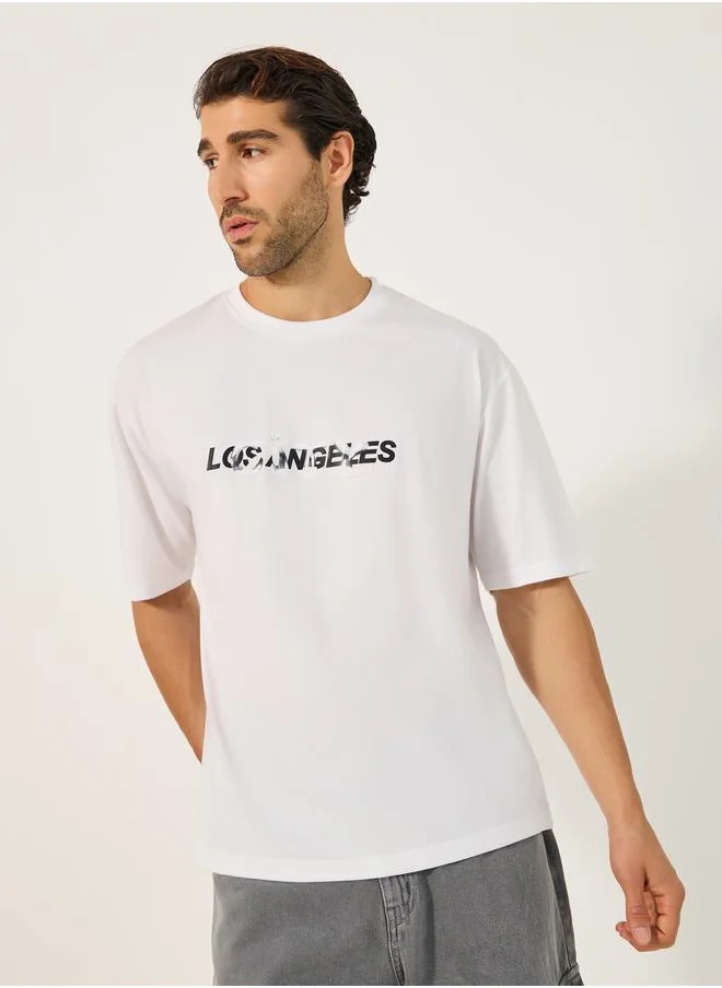Styli Typography Print Short Sleeve Oversized T-Shirt