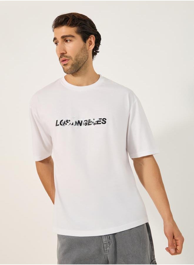 Typography Print Short Sleeve Oversized T-Shirt