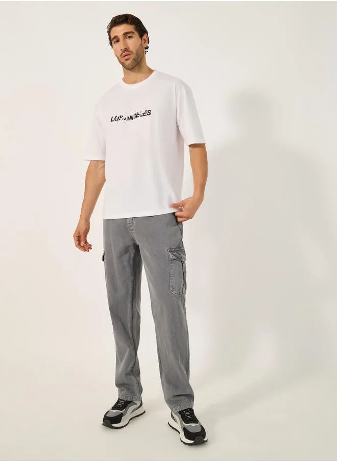 Styli Typography Print Short Sleeve Oversized T-Shirt