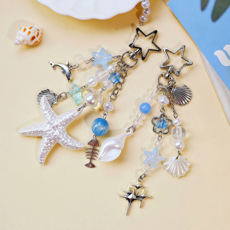 New Starfish Keychain سلسلة المحيط قلادة Starfish Keychain حقيبة قلادة سيارة قلادة الجملة - Image 2