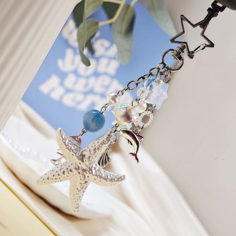 New Starfish Keychain سلسلة المحيط قلادة Starfish Keychain حقيبة قلادة سيارة قلادة الجملة - Image 4