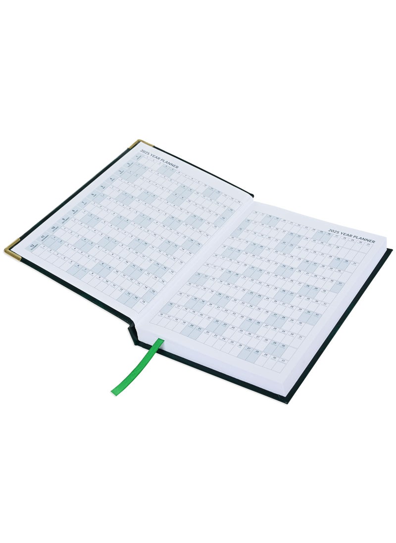 FIS Fis 2025 A5 Diary,Gold Corners,English Vinyl 1Side Padded Green -FSDI22E25GR  - Image 3