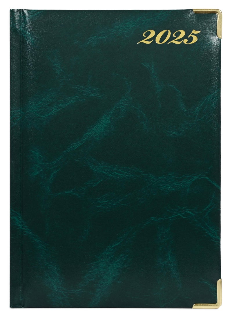 FIS Fis 2025 A5 Diary,Gold Corners,English Vinyl 1Side Padded Green -FSDI22E25GR  - Image 1