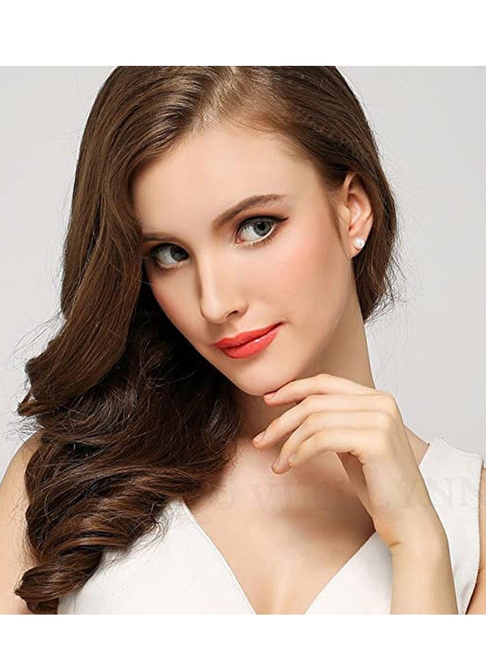 سنسيب أقراط اللؤلؤ المسطحة الرائعة للنساء، 6 أزواج من أقراط اللؤلؤ المسطحة في مجموعات أقراط مرصعة 3-8 مم لثقب متعدد لا يسبب الحساسية - Image 4