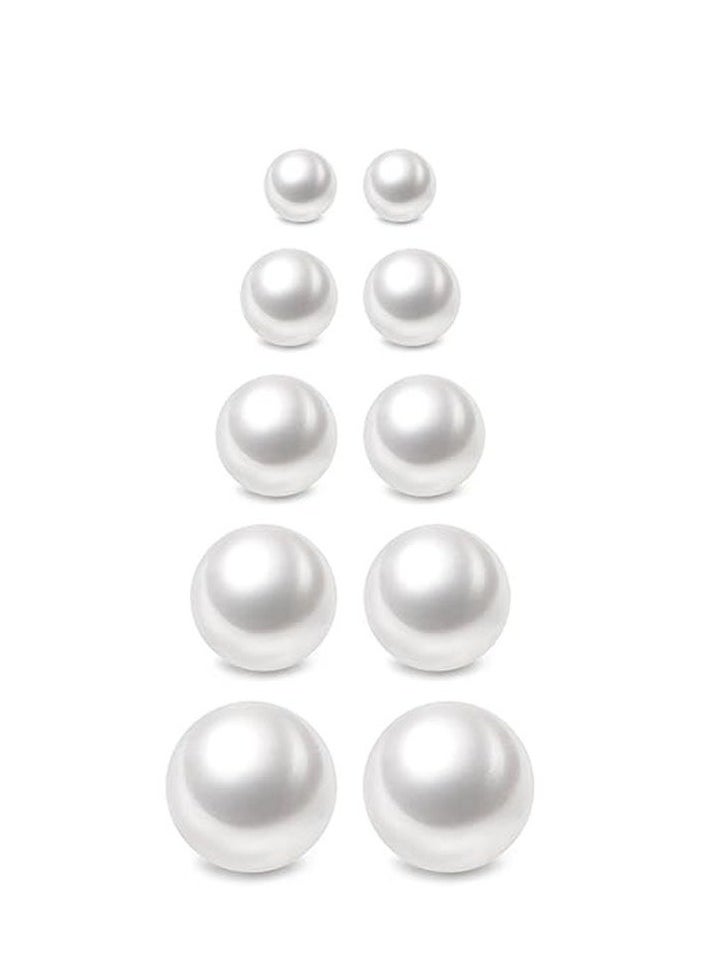 SYNSYB Dainty Flat Back Pearl Earrings for Women, 6 Pairs Flatback Pearl Earrings in 3-8MM Studs Earring Sets for Multiple Piercing Hypoallergenic  - Image 1