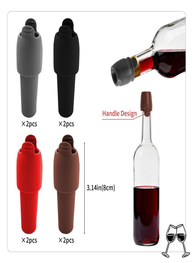 سنيماني ٨ قطع من سدادات زجاجات النبيذ، سدادات سيليكون من CNYMANY، بديل قابل لإعادة الاستخدام لسدادات زجاجات المشروبات مع غطاء مانع للانزلاق، غطاء زجاجة لحفظ النبيذ طازجًا - Image 2