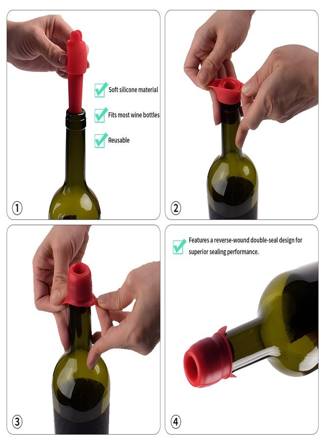 سنيماني ٨ قطع من سدادات زجاجات النبيذ، سدادات سيليكون من CNYMANY، بديل قابل لإعادة الاستخدام لسدادات زجاجات المشروبات مع غطاء مانع للانزلاق، غطاء زجاجة لحفظ النبيذ طازجًا - Image 4
