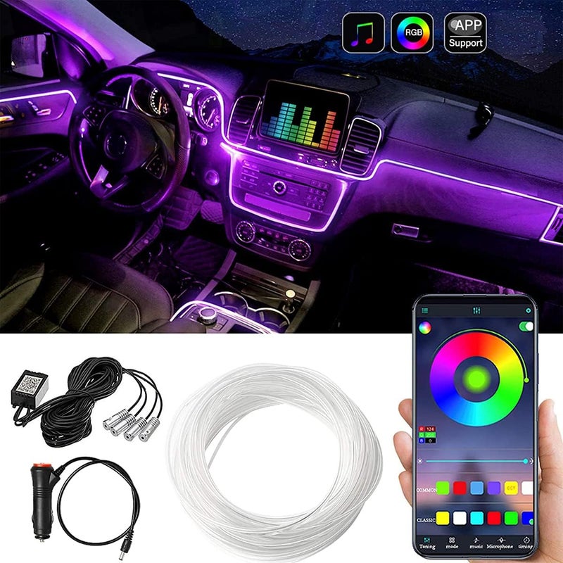 Limos car led strip lights,multicolor rgb car interior lights,16 million colors with fiber optic,ambient lighting kits, sound active function and wireless bluetooth app control (4 in 1 <6 meters>) - Image 1
