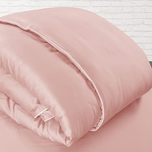Spread Spain® Italian Cotton 500 Thread Count Single Bed Size Duvet/Quilt Cover, Soft, Breathable and Closure Zipper Duvet Cover (60" x 90" Inch, Rose Pink) - Image 1