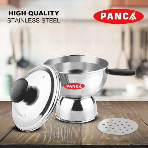 Panca Chiratta Puttu Maker with Handle Use with Pressure Cooker Puttu Kutti Puttu Steamer Silver, Make in India - Image 4