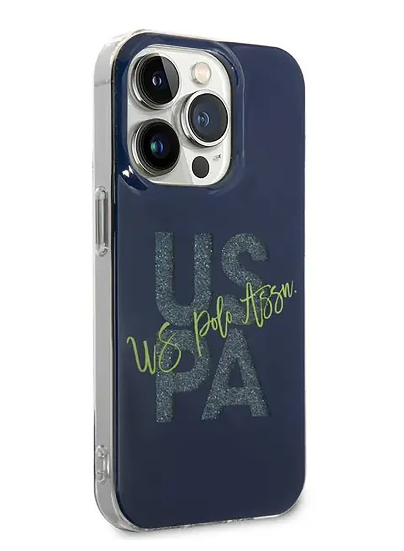 U.S.Polo IML Glitter Script Hard Case for iPhone 15 Pro Max - Navy - Image 2