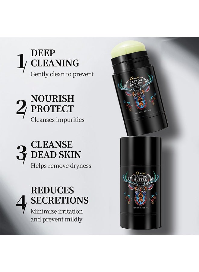 OCHEAL - Tattoo Butter, Tattoo Aftercare Helps Heal & Prevents Fading, New And Old Tattoo Moisturizing Repair Brightener, For Color Enhancement, Natural Organic Tattoo Cream 40g - Image 1
