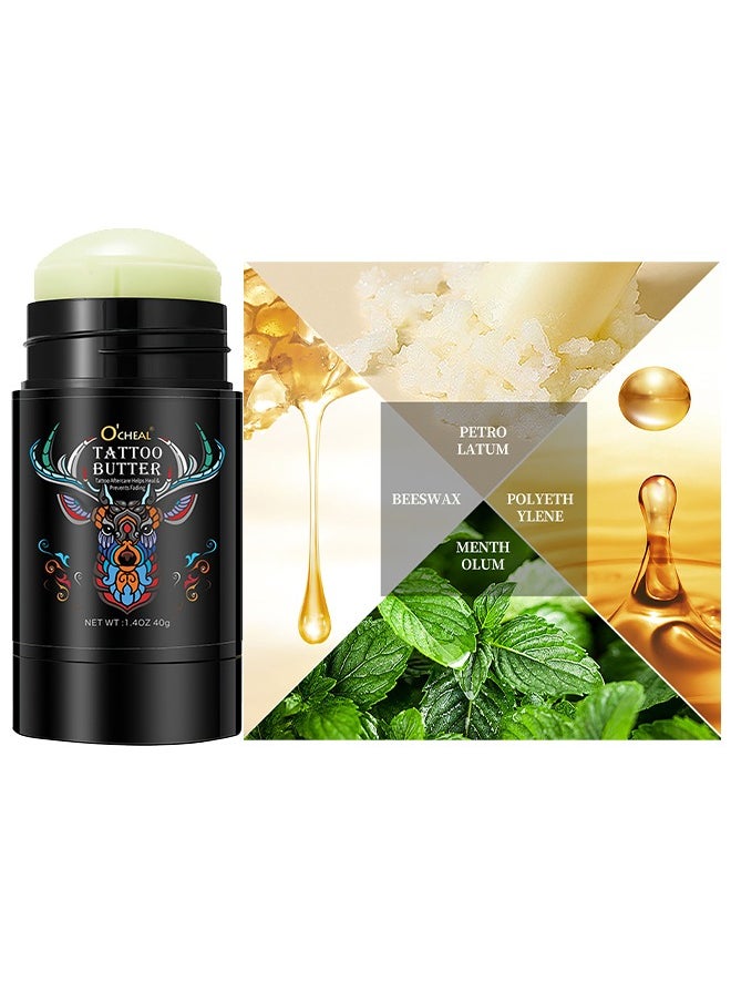 OCHEAL - Tattoo Butter, Tattoo Aftercare Helps Heal & Prevents Fading, New And Old Tattoo Moisturizing Repair Brightener, For Color Enhancement, Natural Organic Tattoo Cream 40g - Image 1