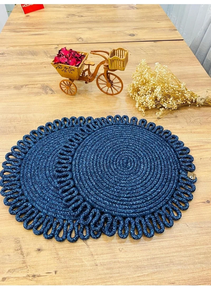 BDZ Deri BDZ Leather Jute Wicker American Service Plate 2 Pieces