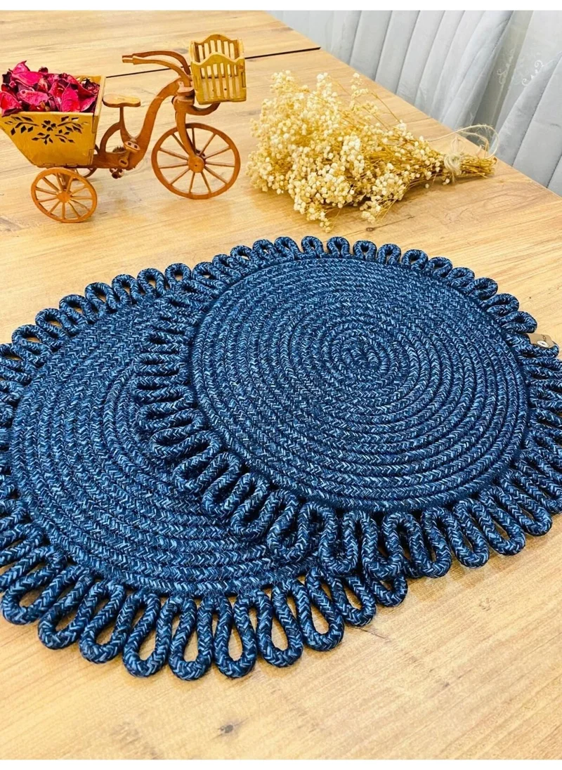 BDZ Deri BDZ Leather Jute Wicker American Service Plate 2 Pieces