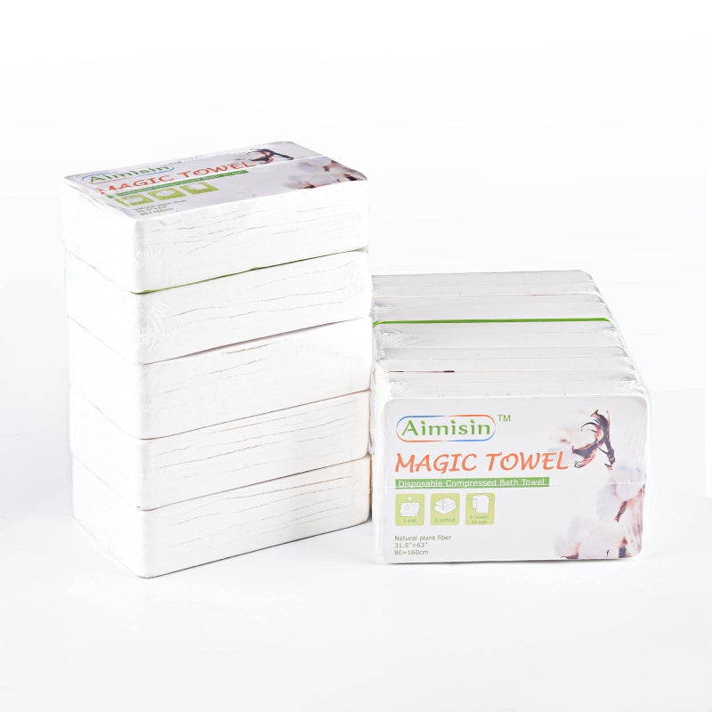Aimisin Compressed Towels Disposable Soft Durable Towels 100 Cotton for Home Bathroom Travel Camping L315x 632pack10pcs