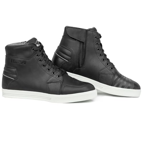 ILM Motorcycle Riding Shoes for Men AntiSlip Leather Waterproof Breathable Street Shoes Protective Gear UB32 Black95 - Image 1
