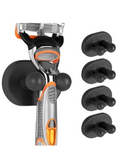 Linkidea Linkidea 5 Pack Wall Mount Shower Razor Holder for Men, Self Adhesive Shaver Organizer, Bathroom, Compatible with Gillette Fusion 5, Dorco Pace 6 Pro (Black) 