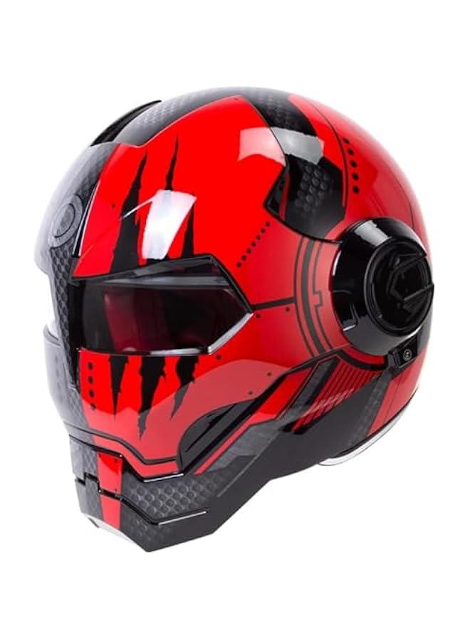 Arabest Motorcycle Helmet Motocross Full Face Moto Flip Open Helmet,Iron Man Transformers Motorbike Helmet DOT Certified B,M=57-58cm  - Image 1