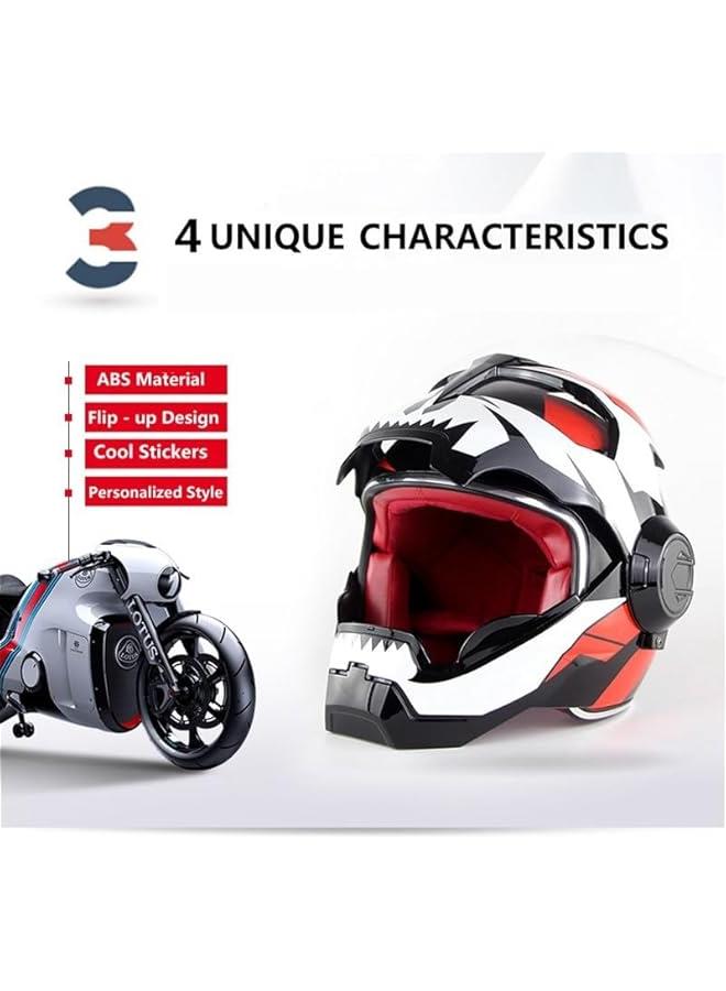 Arabest Motorcycle Helmet Motocross Full Face Moto Flip Open Helmet,Iron Man Transformers Motorbike Helmet DOT Certified B,M=57-58cm  - Image 3