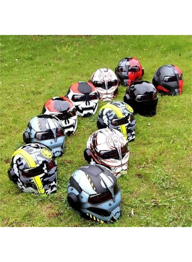 Arabest Motorcycle Helmet Motocross Full Face Moto Flip Open Helmet,Iron Man Transformers Motorbike Helmet DOT Certified B,M=57-58cm  - Image 5