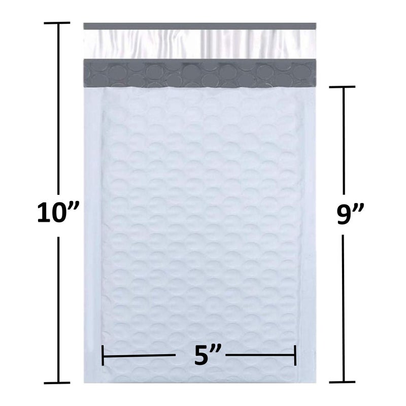 SALES4LESS - Poly Bubble Mailers, Waterproof & Cushioned Padded Envelopes for Shipping, 5 x 10 in (50 Pack, White) - Image 2