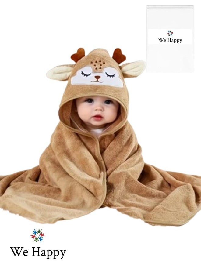 We Happy Hooded Baby Bath Towels, Cute Soft Cartoon Animal Design for Toddler, Newborns, Infants Perfect Baby Shower Gift  - Image 1