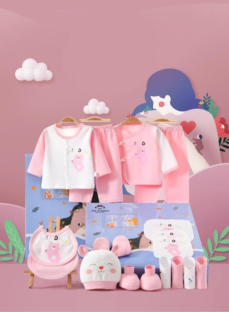 Beauenty Newborn Baby Gifts Set Newborn Gifts Set Baby Girl Boys Gifts Premium Cotton Baby Clothes Accessories Set Fits Newborn to 3 Months (Pink Happy Bear) - Image 2